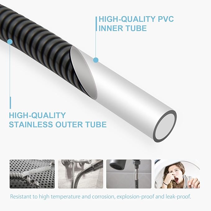 OFFO Shower Hose Oil Rubbed Bronze Kink Free Stainless Steel Shower Hose Attachment Electroplating Handheld Shower Head Hose Flex Hoses Extension with Brass Insert & Nut for Pet Bathing Cleaning 60 in