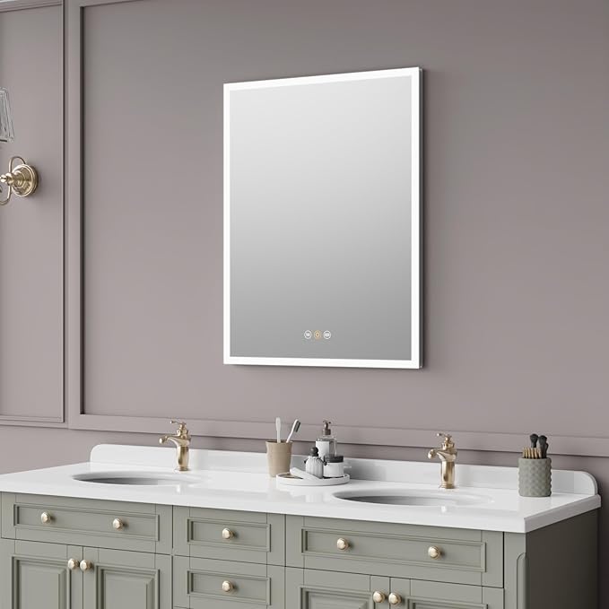 Recessed Medicine Cabinets for Bathroom with Mirror, Only Recessed Medicine Cabinet with Defogger, Dimmer, Outlets & USB, Three Doors, 20"x 26"
