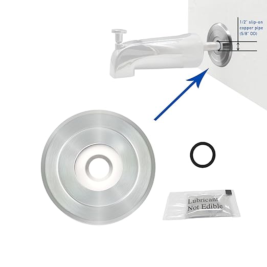 1/4" Spacer for Tub Spout, Flange Trim Ring for Bath Faucet, Eschutcheon Cover Plate for Spigot with Split PP Blocking Water, Shower Pipe Remodeling Sealer for Bathroom(SUS304-Brushed)