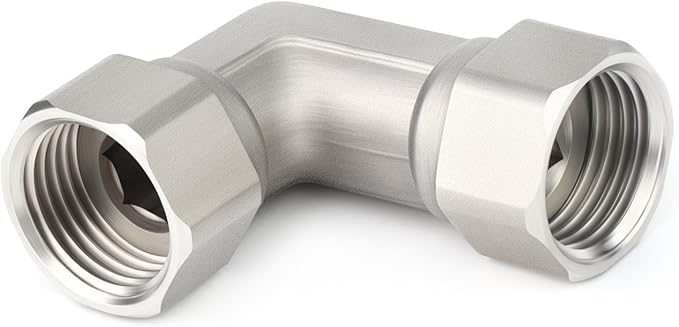 TAISHER 2PCS 304 Stainless Steel 90 Degree Elbow 2 Ends Flexible Movable Connector, 1/2" Female for Sprayer, Angled Valve, Shower Arm