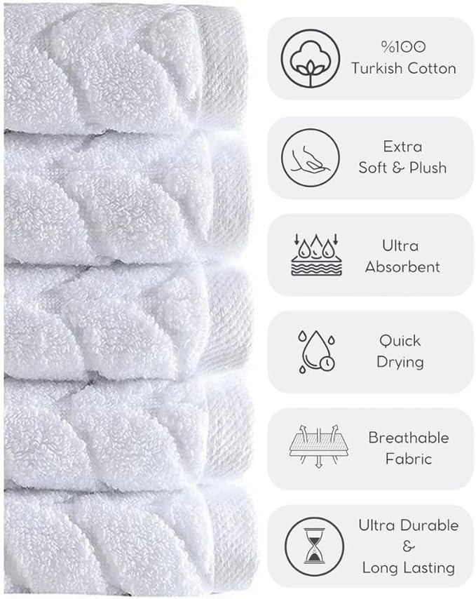 BAGNO MILANO Turkish Cotton Ultra-Soft Plush Absorbent Quick Dry Bathroom Towel Set, Made in Turkey (LightGrey, 2 pcs Bath Towel Set)