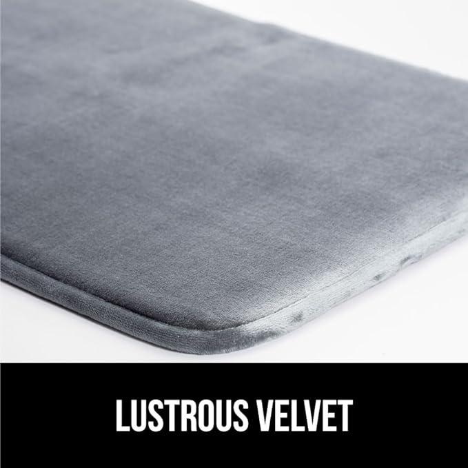GORILLA GRIP Thick Memory Foam Toilet Rug for Bathroom, Square Shaped Washable, Soft Absorbent Velvet Topside Floor Mats, Machine Wash, Cushioned Luxury Rugs for Bath Room, 22.5x19.5, Graphite Gray