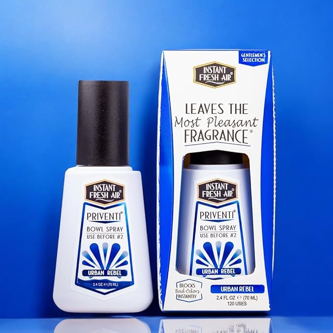 Signature PRIVENTI for Men Toilet Spray Urban Rebel Scent Bathroom Spray with Noxban Technology Odor Elimination, Travel Size Long-Lasting Freshness for Home, Travel or Work 2.4 Oz. -INSTANT FRESH AIR
