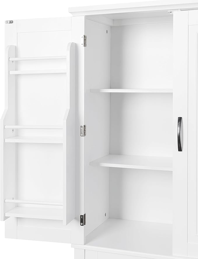Favfurish 72" Tall Bathroom Storage Cabinet with Doors and Drawer,Modern Linen Cabinets w/Adjustable Shelves & Door Storage Rack,Freestanding Organizer for Bath Room,Study,Office,Kitchen White