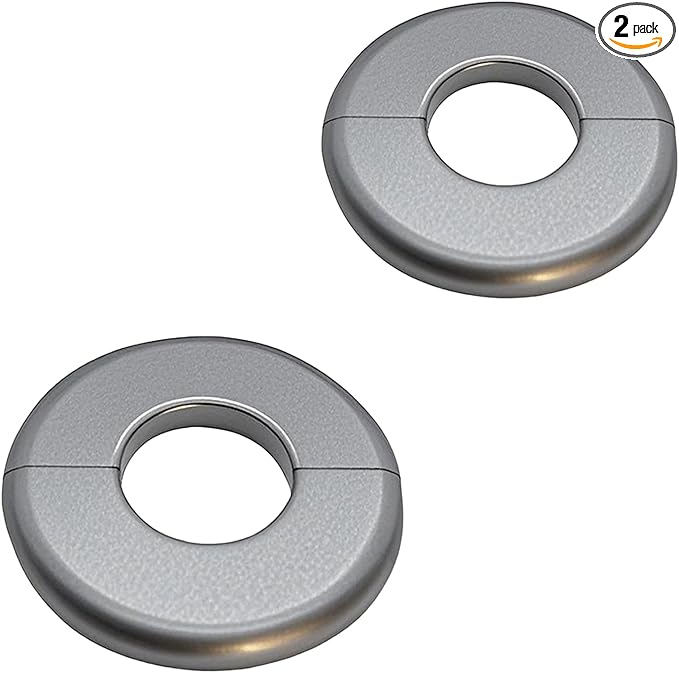 2 Pieces ABS Wall Split Flange Round Self-Adhesive Escutcheon Plate Cover Plumbing Pipe Cover for Water Pipe Faucet Decoration 1.1"/28mm, Silver