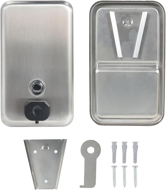 Heavy Duty Stainless Steel Wall Mount Soap Dispenser, 1100ml/37oz, with Corrosion Proof Lining and Anti-Leak Pump for Commercial & Home Bathroom Kitchen(Vertical)