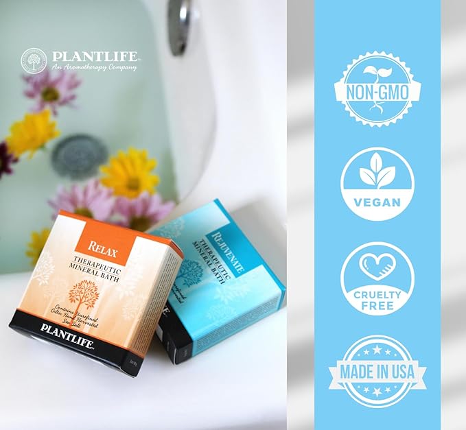 Plantlife Relax Therapy Bath Salts - Straight from The Plant Natural Aromatherapy Bath Salts - Balance, Calm, and Release Tension in The Body - Made in California 16 oz