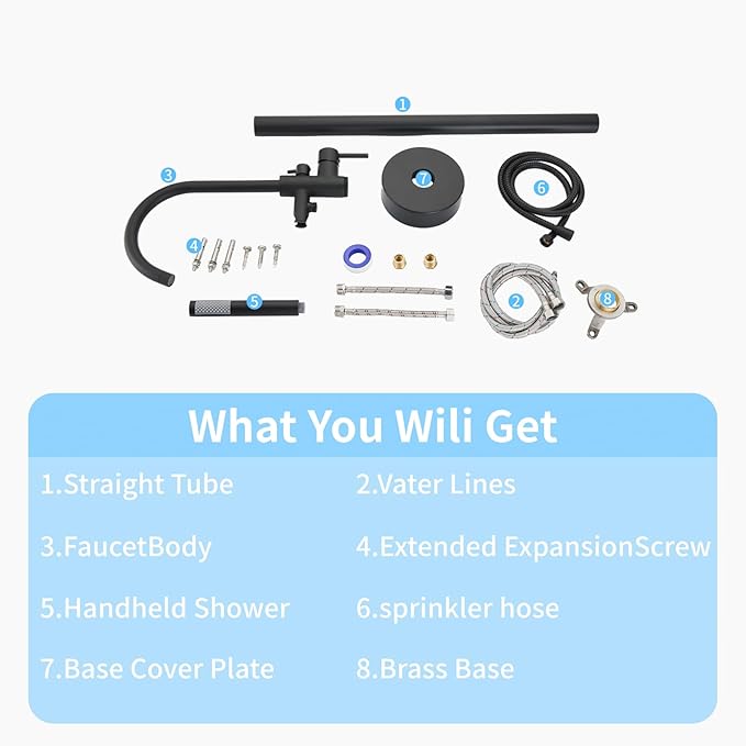 Freestanding Tub Filler Matte Black Floor Mount Bathtub Faucet Bathroom,Rough-in Valve 2 Function Handshower for Tub Rinsing Bathing,Anti-Wobble Base,Cylinder Handheld