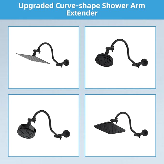 Hibbent All Metal Upgraded 18'' Shower Head Extension Arm, Shower Arm with Flange, Brass Flexible Height & Angle Adjustable Shower Extender with Lock Joint, Universal Connection, Oil Rubbed Bronze