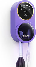 Bitvae Upgraded Tooth Brush Holder for Bathroom 2.0, Infrared Sensing Toothbrush Cleaner, Wall-Mounted for Most Size Toothbrushes, Air Drying, LED Smart Screen, Purple