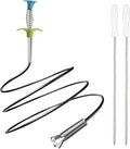 35.5inch Flexible Hair Drain Clog Remover Tool(1pcs), 17.8inch Cleaning Brush(2pcs), Hair Catcher Drain Auger Cleaner Tool Set for Pipe, Toilet, Kitchen Sink, Bathroom Tub, Sewer, (2+1)