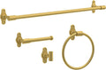 Franklin Brass Calloway 4-Piece Bathroom Set Satin Gold 18" + 6" Towel Rack, Toilet Paper Holder, Hand Towel Holder, Hook | 4-Piece Bath Hardware Accessories Set CLWY64-SG
