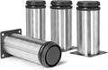 5 Inch Metal Furniture Legs Stainless Steel Adjustable Legs Silver Metal Legs Round Cabinet Legs for Coffee Table Cabinet Desk Sofa Shelves, Pack of 4