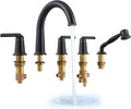 Roman Tub Faucet Set with Hand Shower, KRUZOO Bathtub Faucet Set Trim Kit with Rough-in Valve, Deck Mount Widespread 5 Hole Brass Tub Filler, KZ-9609ORB, Oil Rubbed Bronze