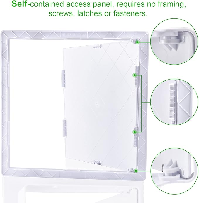Plumbing Access Panel for Drywall 16 x 16 Inch Plastic Access Door Removable Wall Access Panel Ceiling Reinforced Hinged Durable White