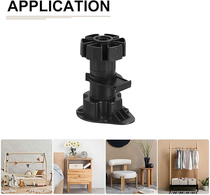100x46mm(LxW) Adjustable Leveling Feet - 4Pack- Good for Furniture - Leveler Support Frame Replacement Legs - Black