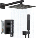 Oil Rubbed Bronze Shower System YCAIKOI Wall Mount Shower Faucet Set for Bathroom 10 Inch High Pressure Luxury Shower Head with Handheld, Rough-in Valve Body and Trim Included