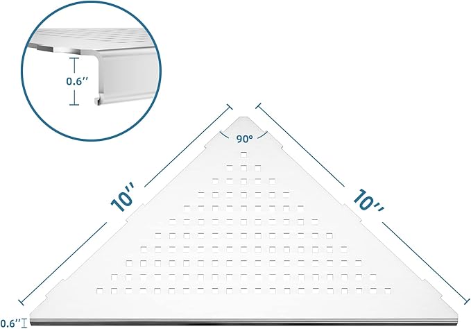 Neodrain Brushed Corner Wall Shelf, 10 Inch Floating Corner Shelf for Wall, 304 Stainless Steel Recessed Corner Shelf Bathroom Shelf Rack for Tiled Wall,No Drilling