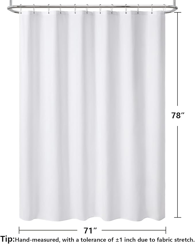 120GSM Ultimate Waterproof Fabric Shower Curtain Liner - TPU Lamination Technology with 3 Magnets,Machine Washable,71x78 Inch Soft Cloth Shower Curtain or Shower Liner,for Bathroom(White)