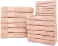 Hencely 18-Piece Bath Towel Set - High Absorbency, Quick Drying - 100% Soft Turkish Cotton - 6 Bath Towels, 6 Hand Towels, 6 Washcloths - for Bathroom, Home, Hotel, Spa, and Gym - 18-Pack Dark Peach