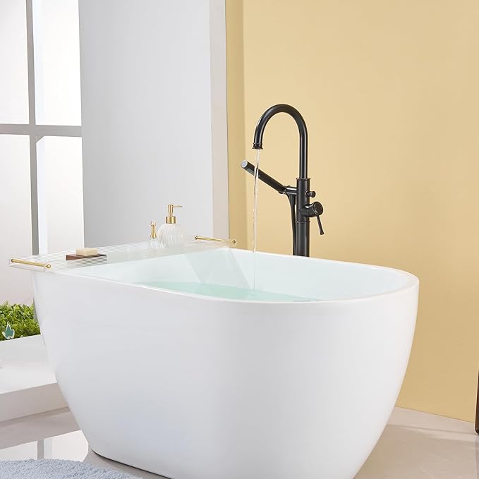Free Standing Tub Faucet Oil Rubbed Bronze Freestanding Bathtub Faucet Floor Mount Brass Bathroom Tub Filler with Hand Shower