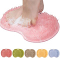 Shower Foot Scrubber Mat with Non-Slip Suction Cups, Foot Back Cleaning Pad Back Washer Exfoliating Bath Wash Pad, Wall Mounted Slip Suction Cups for Use in Cleaner Men and Women (Pink)