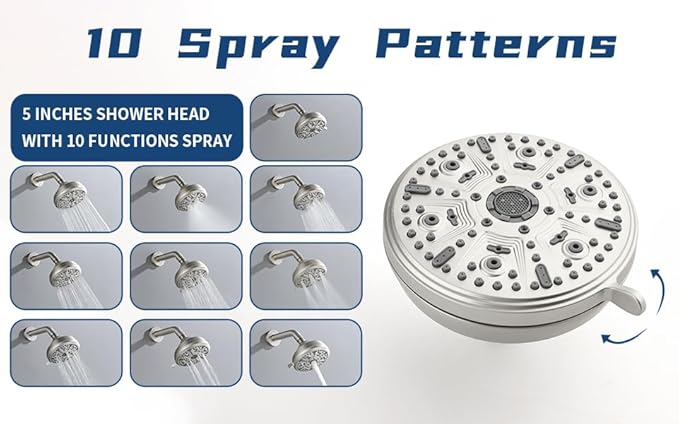 2 Handle Shower Faucet Set with Tub Spout Bathtub Shower Faucet Combo Set Shower System Complete Tub and Shower Trim Kit Brushed Nickel Wall Mounted Shower Fixtures