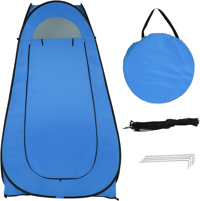 Pop Up Privacy Shower Tent,Portable Outdoor Bathroom Toilet Changing Dressing Room,Instant Rain Shelter for Camping & Beach,Lightweight & Sturdy, Easy Set Up, Foldable, with Carry Bag (Blue)
