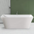 FerdY Sentosa 59" Acrylic Freestanding Bathtub, Contemporary Design Soaking Tub with Brushed Nickel Drain and Minimalist Linear Design Overflow, Easy to Install, 02560