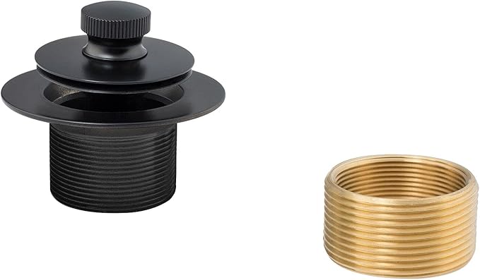 Artiwell Lift & Turn Tub Trim Set with Two-Hole Overflow Faceplate, All Brass Bathtub Conversion Kit Assembly with 2-Hole Overflow Face Plate and Universal Fine/Coarse Thread (MATT Black)