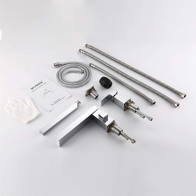 Waterfall Roman Tub Faucets Deck Mount Chrome Bathtub Faucets Brass Tub Filler Bathroom Faucets with Hand Shower