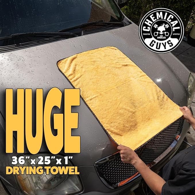 Chemical Guys ‎MIC721 Miracle Dryer Microfiber Drying Towel, (Great for Cars, Trucks, SUVs, RVs, Motorcycles & More), Yellow (36" x 25")