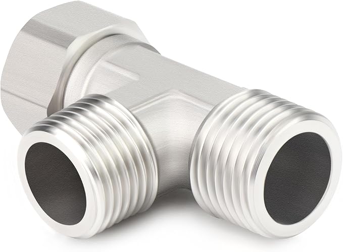 TAISHER 2PCS 304 Stainless Steel 3 Way Right Flexible Movable Tee Connector, 1/2" Male for Sprayer, Angled Valve, Shower Arm