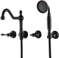 SUMERAIN Oil Rubbed Bronze Wall Mount Bathtub Faucet with Hand Held Shower, Classic High Flow Tub Filler, Rough-in Valve Included
