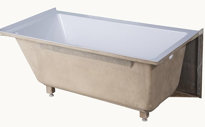 Fine Fixtures Acrylic, Fiberglass Alcove Soaking Bathtub with Integral Apron Front in Glossy White - Right Hand Drain, 60" x 30"