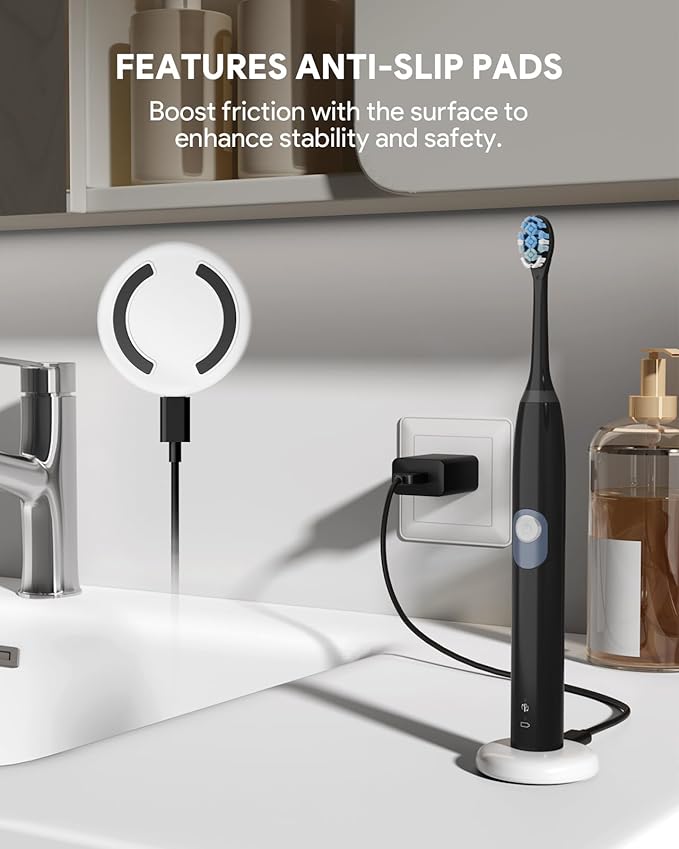 Portable Charger Base Compatible with Philips Sonicare Electric Toothbrush HX Series, Ultra-Thin Type C Travel Charger for Philips HX3000/ HX6000/ HX8000/ HX9000 Series, White