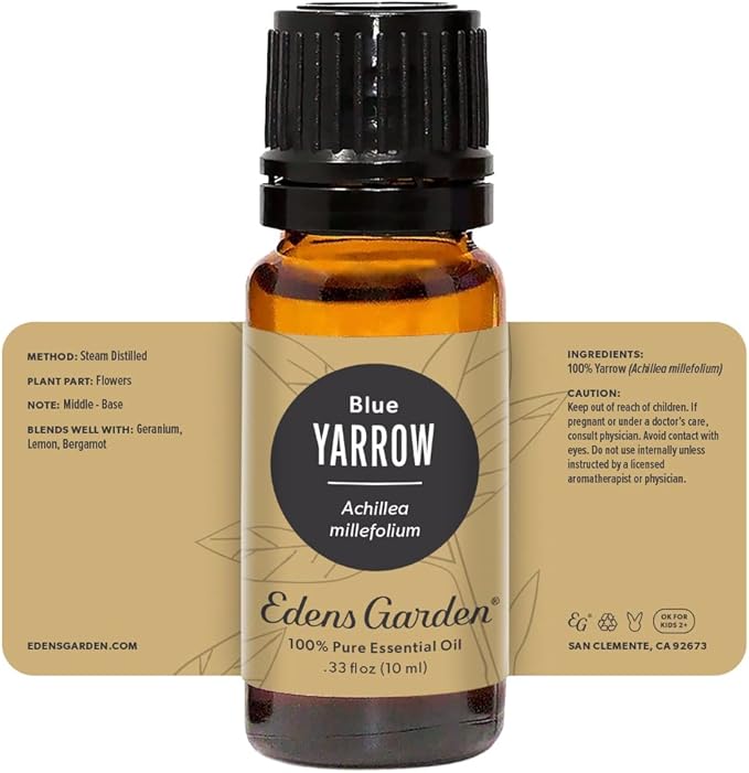 Edens Garden Yarrow- Blue Essential Oil- 100% Pure Premium Grade, Undiluted, Natural, Therapeutic, Aromatherapy, The Best for Diffuser, Skin, Face, Hair 10 ml (.33 fl oz)