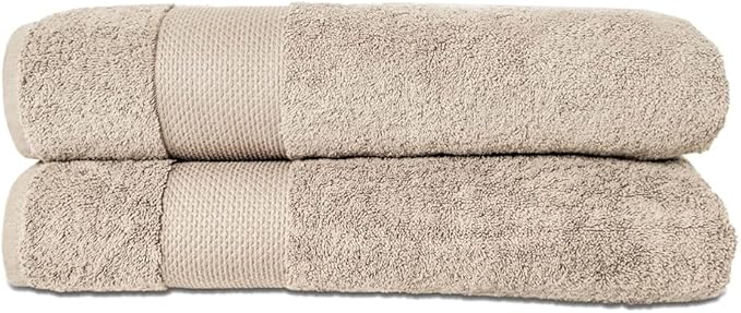 Hencely Bath Sheet Set of 2 - (35x64 Inches) - Luxury Extra Large Oversized Towels, 100% Cotton - Quick Dry, Highly Absorbent, Super Soft - Ideal for Spa, Hotel, Bathroom - (Bath Sheets 2 Pack, Beige)