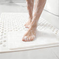 Bath Tub Shower Mat with Soft Shower Foot Scrubber Mat for Massage,Non Slip Bathtub Mat with Strong Suction Cups, Silicone Shower Foot Scrubber Mat (White, 27.5" X 15.7"(Rectangular))