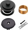 Black Bathtub Drain Conversion Kit Assembly with Single Hole Overflow Faceplate, Wellup All Metal Lift and Turn Tub Drain Twist Trim Kit with Universal Fine/Coarse Thread(Matte Black)