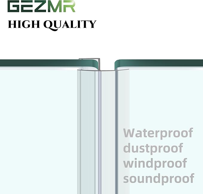 4-Pack Frameless Shower Door Side Seal Strip Shower Door Bottom Sweep Seal for 1/2 Inch Thick Glass, Vertical H-Type Glass Door Seal Stop Leaks. (4-Pack x 45" Length)