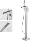 Freestanding Tub Faucet Brushed Nickel: ALEASHA High Flow Max 6.74 GPM Free Standing Tub Filler - Brass Modern Floor Mount Bathtub Faucet with Handheld Shower, for The Ultimate Elegant SPA Experience