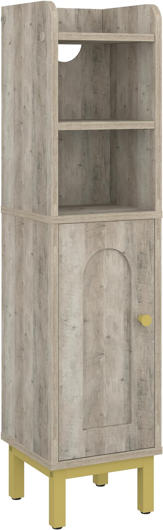 Bathroom Storage Cabinet, Small Corner Floor Cabinet with Door and Shelves, Narrow Toilet Paper Holder, Bathroom Organizer with Adjustable Shelf, for Small Spaces, Rustic Greige BC08205X