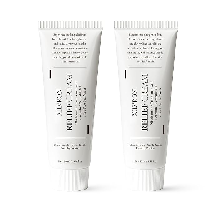 2 PCS Relief Cream, Korean Skin Care Moisturizer with Niacinamide, Arbutin & Tranexamic Acid, Barrier Cream for Soothing Repairing & Blemish Care, Vegan & Gentle Formula for All Skin Types, 1.69 Fl Oz