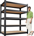 72" H*46" W Garage Shelving,Heavy Duty Garage Storage Shelves,Metal Shelving Unit,5 Tier Adjustable Steel Utility Shelf,Use for Basement,Warehouse, Pantry Closet,Black (72" H*46" W*19.7" D)