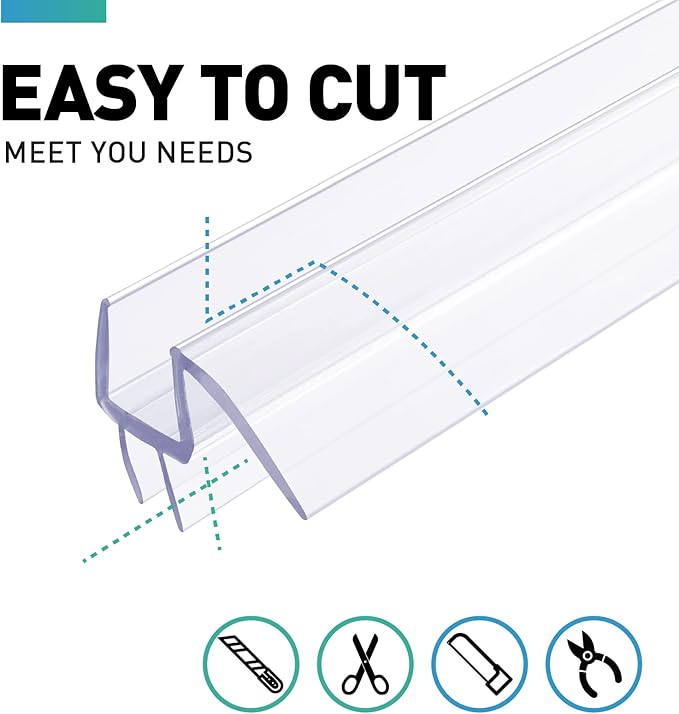Shower Door Bottom Seal, 2 PCS 1/4" x 36" Shower Door Sweep for 1/4 Inch Glass, Frameless Glass Shower Door Seal Strip, Stop Shower Leaks and Create a Water Barrier