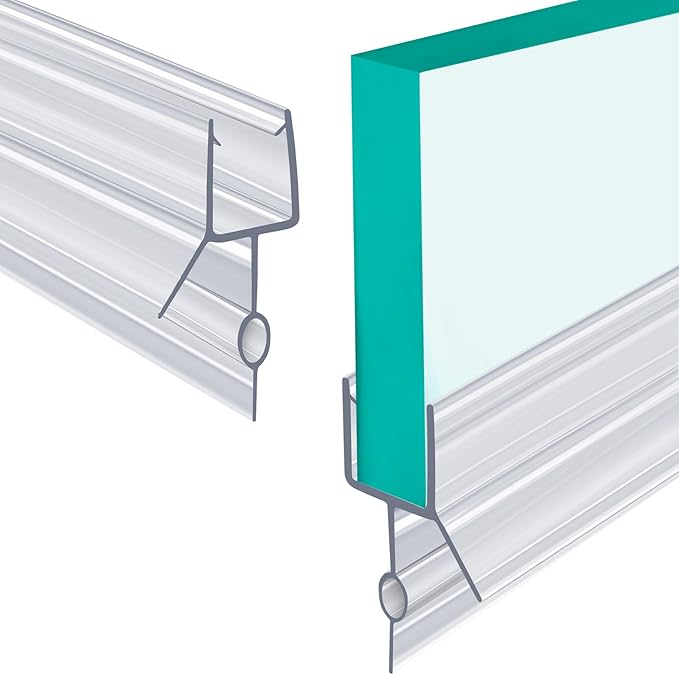 POZIA Clear Frameless Glass Shower Door Bottom Seal | Shower Door Sweep for Leak-Proof, Quick Installation to Create Reliable Water Barrier (1PACK-3/8in-20mm Gap)