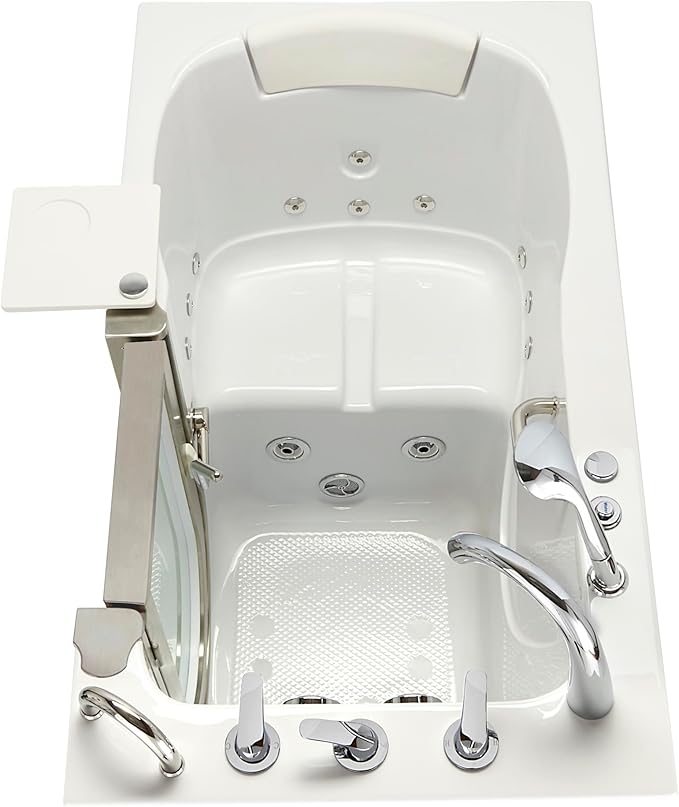 Ella Royal 32"x52" Acrylic Hydro Massage Walk-In Bathtub with Right Inward Swing Door, Heated Seat, 5 Piece Fast Fill Faucet, 2" Dual Drain