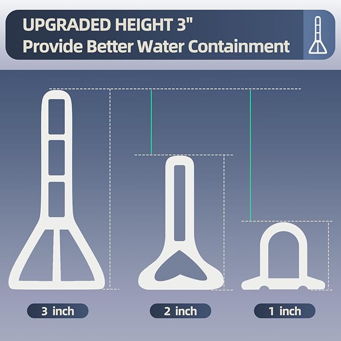 (Upgraded) 3” High Shower Threshold Water Dam 122 Inch Collapsible Shower Water Stopper Water Barrier Shower Water Guard Dry and Wet Separation for Bathroom Kitchen and More(10ft)