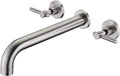 Wall Mount Tub Filler Faucet Brushed Nickel High Flow Bathtub Faucet Two Handles Solid Brass, Long Spout Reach, sumerain